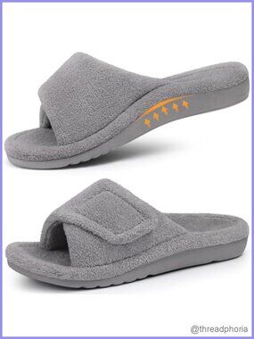 Orthopedic Open Toe Slippers with Arch Support & Adjustable Strap